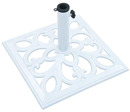 Tidyard Sonnenschirmständer Hochwertiger Schirmständer Marktschirmständer Ständer Garten Balkonschirmständer Hochwertiger Sockel Schirmhalter für Schirmstöcke, Weiß 12 kg 49 cm Gusseisen