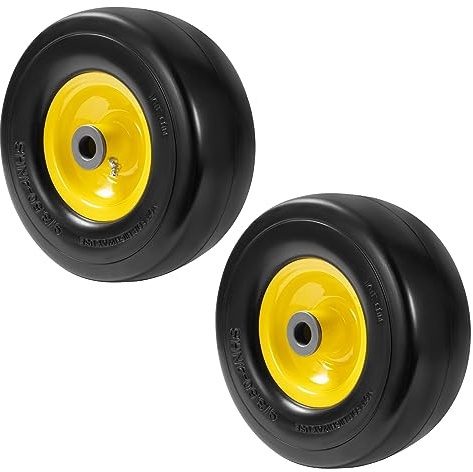 LTNICER 9 x 3.50-4 Inch Flat Lawnmower Replacement Tyres for Zero Turn Lawnmowers and Garden Tractors, 3.5 Centric Hub, 3/4 Hubs for