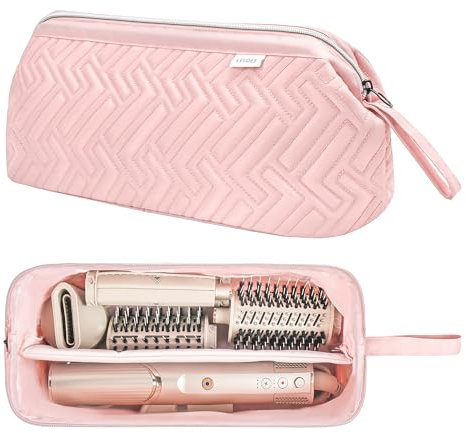Leudes Travel Bag for Shark Hair Tools flexstyle Portable Shark Hair Carrying case dustproof Flat Curling Iron Travel Organizer, Pink, Quilting