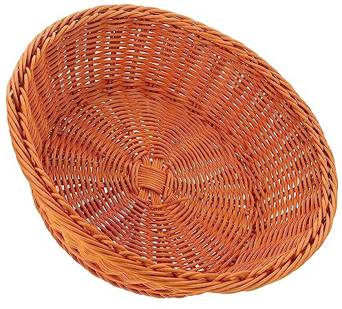 Zerodeko Rattan-Obstkorb Rundes Tablett Kunststoffkorb Runder Geflochtener Korb Rattan-Brotschale Weide Handgeflochtener Korb Rundes Rattan-Tablett Tisch-Snackkorb Geflochtener