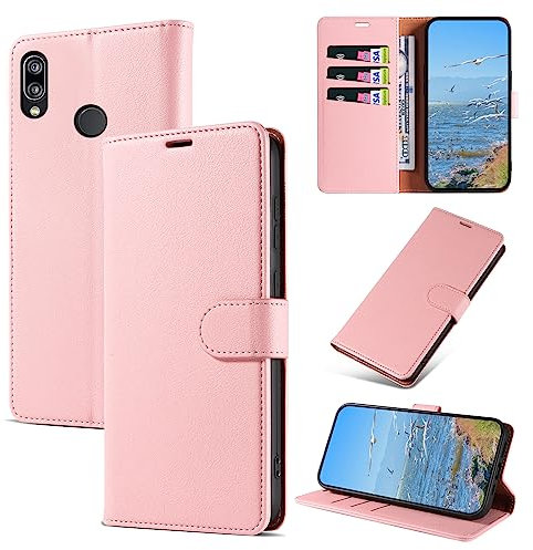 KKEIKO Hülle Kompatibel mit Huawei P20 Lite, Magnet Klappbar Handyhülle mit Kartenfach, PU Leder Stoßfest Schutzhülle für Huawei P20 Lite, Rosa
