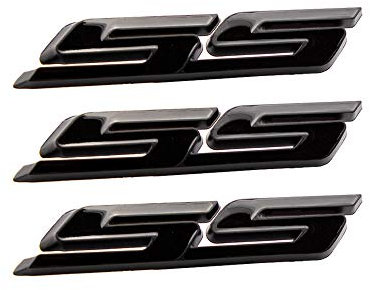 3 Stück SS Embleme Auto Aufkleber Universal Fit für alle Auto Seite hinten vorne Kofferraum (Helles Schwarz)