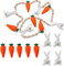 MINISONA Ostergirlande Hase Karotte Perlen Filz Easter Garland Rabbit Holzperlen Kaninchen Banner für Mantle Baum Dekorationen Tiered Tray Dekorationen