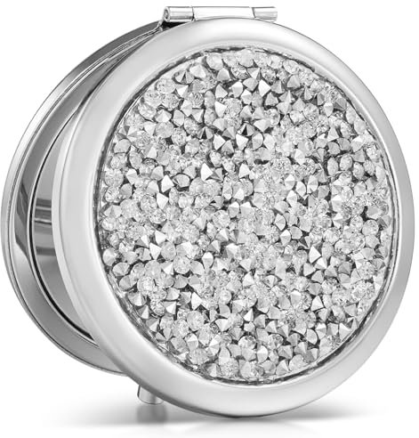 OMIRO Taschenspiegel mit Vergrößerung 1X/10X, Handspiegel Klein (Silber)