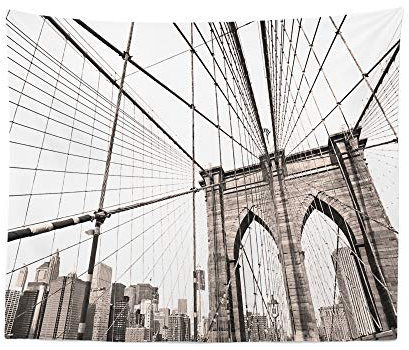 351 Wandtuch Brooklyn Bridge New York Landschaft Wandtücher Wanddekoration Tagesdecke Kunst Wand Teppich, Für Wohnheim, Schlafzimmer, Picknick, 100x150cm