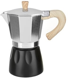 KASANOVA Caffettiera 6 Tazze Argento e Nera in Lega di Alluminio Nero tè e caffè