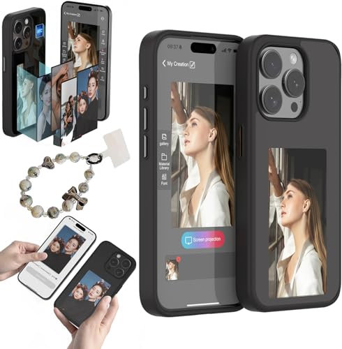 NNBWLMAEE E Ink Phone Case, Smart Ink Phone Case, Smart Ink Screen Phone Case, Long-Lasting Imaging Display Photos, Smart NFC Phone Case for iPhone 13/14/15/Pro/Pro Max (Black, for iPhone13)
