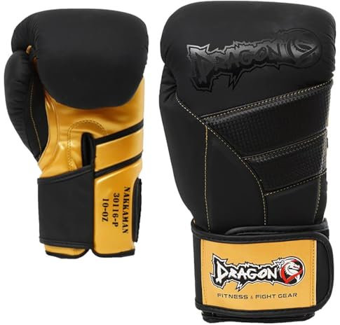 DRAGON DO 30116 Nakkama boxhandschuhe männer herren handschuhe kickboxen muay thai boxsack boxing gloves kampf handschuhe combat gloves boxing training Schwarz Adult 8 10 12 14 16oz kampfsport (14 Oz)