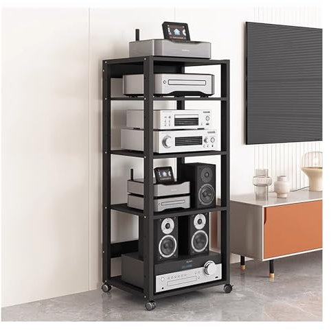 Mueble Equipo Hifi Gabinete De Rack De Audio/vídeo De 5/6/7 Niveles, Torre De Medios Estéreo AV/consola De Tocadiscos/soporte De TV De Esquina For Componentes/estante For Juegos Con Estantes Ajustable