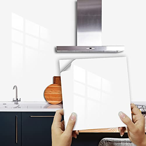 Azulejos Adhesivos Cocina 15x15cm Blanca Minimalista Vinilos Baño Azulejos Impermeable Azulejos Adhesivos Baño Vinilo Pared Decoración de Muebles Azulejos Adhesivos (10 Piezas)