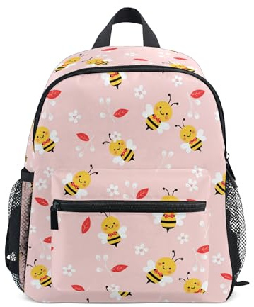 GZYWLKJ Mädchen Kinder Rucksack mit Brustgurt, Kinder kleine Rucksäcke Kleinkind Rucksack Bienen Blumen auf kleiner Schultasche Büchertasche, merhfarbig, Einheitsgröße