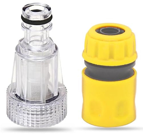 2 Pcs Pressure Washer Hose Fittings, 3/4 Inch Garden Hose Connector, Durable Plastic Pressure Washer Inlet Filter, Quick Connect Gun Adapter for Garden and Home Use, Universal Compatibility