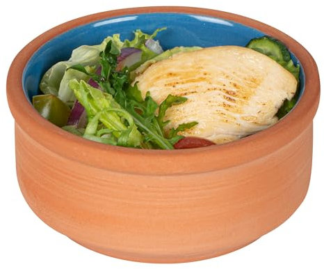 Restaurantware -Terra Tek Cazuelas de terracota de 2.7 onzas, 10 ollas de arcilla esmaltada azul para cocinar, listas para horno, microondas, ollas de terracota para servir, lavavajillas, para cocinar