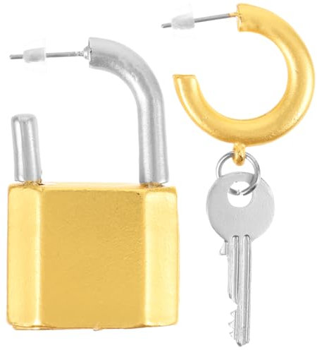 LIFKOME Pendientes De Candado y Llave De Metal Pendientes Asimétricos De Mujer Decorativos Para Mujer Estilo Para Eventos Especiales