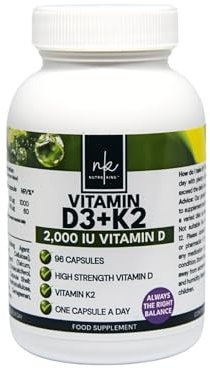 Vitamin D Tablets by NutraKing - with Vitamin D 2000iu, Vitamin K2 for Absorption, Immune System Support, Joints, Skin & Muscles. (96 Capsules)