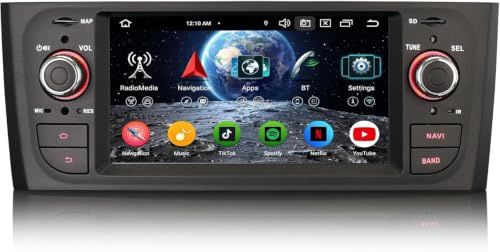 Erisin 4GB+64GB Android 16 Autoradio Bluetooth für FIAT Grande Punto Linea | 8-Kern 2DIN Radio mit GPS Navigation 6.1 Zoll IPS Touchscreen Unterstützt Kabelloses CarPlay Android Auto WiFi 4G DAB+ Canbus