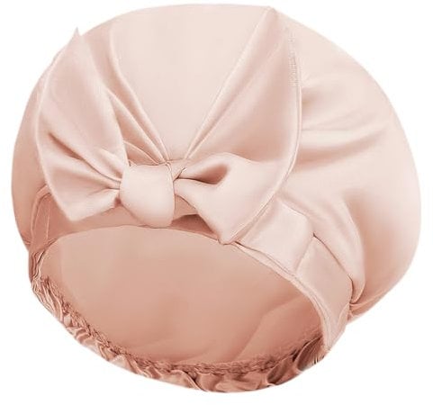 FOLAI Duschhaube Damen Elastische Duschkappe Wasserdichte Duschhauben Wiederverwendbare Dusche Kappen für Mädchen Frauen Damen Salon(Rosa)