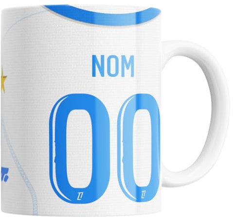 Mug personnalisé OM football 325ml – Ajoutez nom & numéro – Compatible lave-vaisselle & micro-ondes – Mug céramique résistant Olympique de Marseille