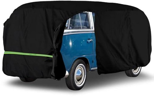 NEWFUN Abdeckplane Auto, Vollständige Autoabdeckung Ersatz für VW Type 2 T1 T2 T3 1950-1992, Autoabdeckung für Drinnen und Draußen mit Reißverschlusstür und Winddichtem Riemen für Allwetter