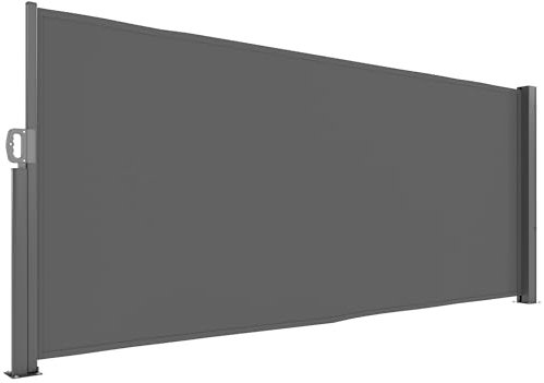 Outsunny toldo Lateral Extensible Opaco Pantalla de privacidad con Revestimiento de Soporte de Pared toldo Lateral toldo de Pared Cortavientos 300x140cm toldo para balcón terraza jardín Gris Oscuro
