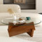 DazzlingZLL Couchtisch Wohnzimmermöbel aus Glas Modern Wohnzimmer Sofa Couch Tisch Beistelltisch,Kaffeetisch Sofatisch, Rahmen aus Holz,Coffee Table Walnuts/Transparent 80 * 80cm