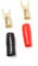 SHINEOFI 10 Pairs Copper Gold Plated Fork Terminal Connectors for Speaker Wire Premium Crimp Adapters with Red Black Boots Electrical Contact for Safe Connections