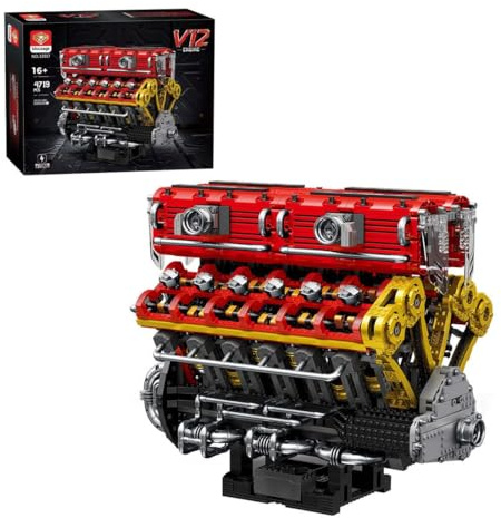 ExploTex Mocsage 60° V12-Motor-Bausatz (4719 Teile), Mit Batteriefach Und L-Motor, Schönes Sammlerstück Für Die Vitrine