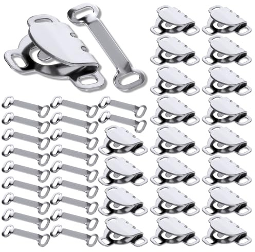 20 Sets Metal Sewing Hooks and Eyes Closure Kit, Brass Sewing Hooks for Pants, Skirts, Dresses, DIY Clothing Craft (Silver)