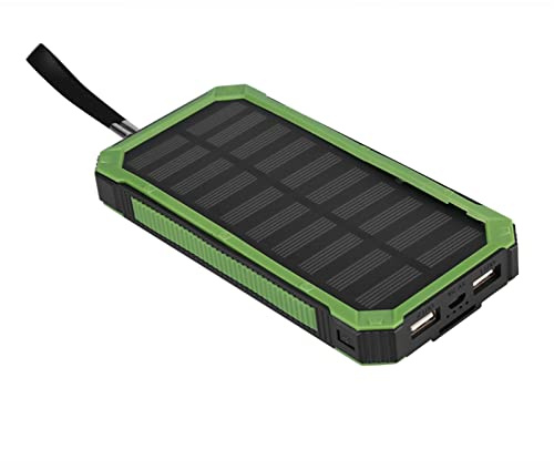 Tosuny Carga Rápida 20000mAh Dual USB Mobile Power Bank Case para Viajes Deportivos, Kit de Bricolaje con Panel Solar para Cargador de Teléfono (Green)