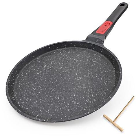 RANX INGST Poêle à Crêpes 30 cm pour Induction avec Poignée Amovible, Noir | Crêpière antiadhésive avec poignée amovible et distributeur de pâte, adaptée à l'induction.