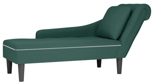 Mokuyary Chaiselongue mit Kissen und Rechter Armlehne Dunkelgrün Samt Loungesessel Liege Schlafsessel Fernsehsessel für Wohnzimmer, Schlafzimmer und Büro -A1