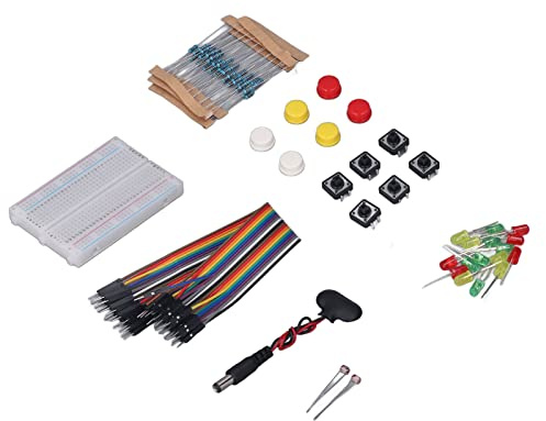 Fafeicy Electronics Component Kit, PCB Material, Reliable and Complete Assortment for Beginners with 400 Holes Breadboard and Several Accessories