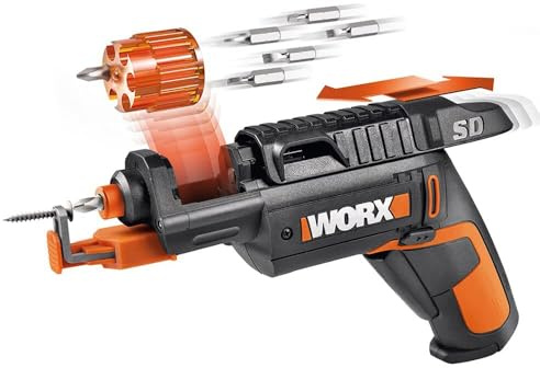 WORX WX255.4, Akkuschrauber 4V | Mit automatischem Wechsel des Bit-Magazins & optionalem Schraubenhalter für schnelles und Schrauben