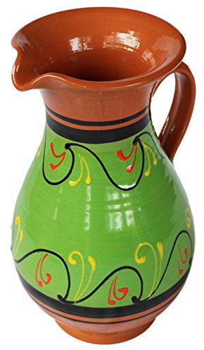 en terre cuite Vert, 2 quart Pitcher – peinte à la main à partir d'Espagne