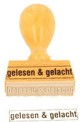 Trodat Holzstempel 'gelesen & gelacht' mit Rahmen 40x10mm, Buchenholz, Rechteckig