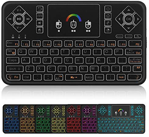 [Updated] 2.4GHz Colorful Backlit Mini Wireless Remote Keyboard and Mouse with Touchpad Q9 by Dupad Story, USB Rechargeable for Google Android tv box,HTPC,IPTV,PC,Raspberry pi