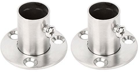 Sourcingmap Stainless Steel Cabinet Clothes Closet Rod Bracket Holder Flange Socket 16mm Dia 2 Pcs