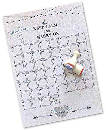 FEENSTAUB Hochzeit Countdown A5 mit Stempel, 52 Wochen/Tage bis zur Hochzeit, Verlobungsgeschenk für beide, Hochzeitvorbereitung Geschenk, Countdown Hochzeit mit Herzstempel, Geschenk für Verlobte