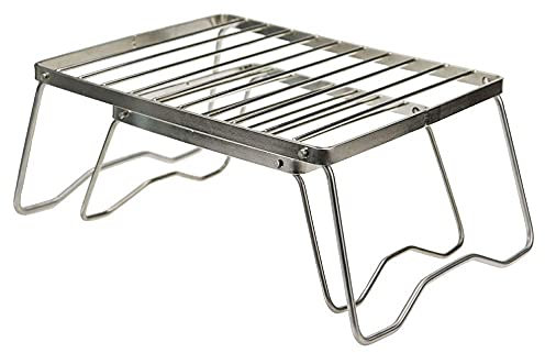 Portable Grill Compact Mini Stainless Steel Campfire Charcoal Gas BBQ Grill Rack for Backpacking Camping Hiking Picnics Fishing (Large)