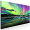decomonkey Bilder Polarlicht 120x40 cm 1 Teilig Leinwandbilder Bild auf Leinwand Vlies Wandbild Kunstdruck Wanddeko Wand Wohnzimmer Wanddekoration Deko Landschaft Nordlicht grün berge