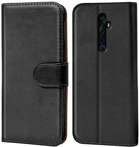 Verco Handyhülle für Oppo Reno2 Z Hülle, Klapphülle für Oppo Reno 2 Z Tasche PU Leder Flip Case Brieftasche, Schwarz