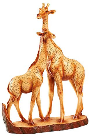 TRI Deko-Giraffen, Dekofigur, Tierfigur, exotische Tierwelt, Giraffenfamilie, Deko Afrika, Struktur in Holzoptik, Natur, Dekoration, Kunststein, braun