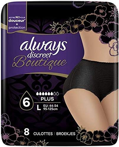 Always Discreet 2er Pack (2 x 8 Höschen) für Blasenschwäche und Inkontinenz, Gr.L - schwarz