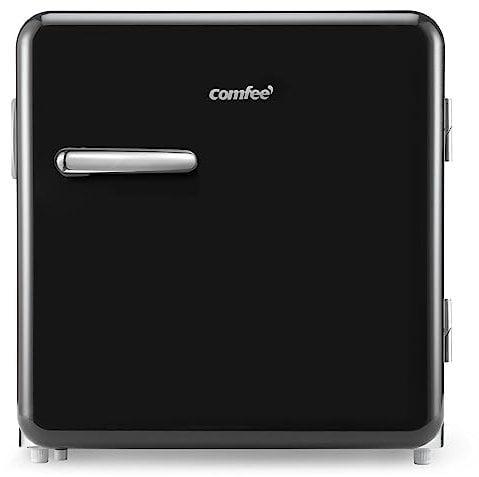 Comfee RCD50DK1RT(E) Mini-Kühlschrank/ Retro Kühlschrank / 47L Kühlbox / 50 cm Höhe / 100 kWh/Jahr / Einstellbare Temperaturregelung / Verstellbare Standfüße / Schwarz