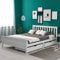 LTGB Double Bed Frame, Wooden Solid Pine Storage Bed with Drawers, Bed Furniture Frame, Suitable for Adults, Kids Teenagers, 4ft6 Double Bed, White, 196 x 146 x 82 cm