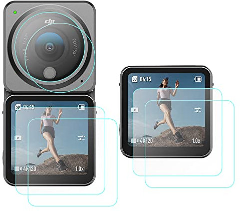 KOMET Displayschutzfolie kompatibel mit DJI Action 2 Dual-Screen Combo & Power Combo-Bildschirm, gehärtetes Glas, Schutzfolien (2+2+2 Packungen)