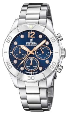 Festina Damen Analog Quarz Uhr mit Edelstahl Armband F20603/3