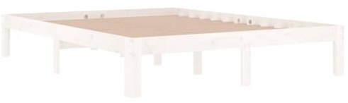 vidaXL Massivholzbett Bettgestell mit Lattenrost Bett Holzbett Bettrahmen Doppelbett Schlafzimmerbett Schlafzimmermöbel Weiß Kiefer 140x190cm