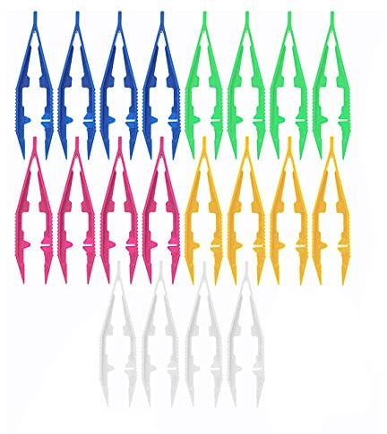 Pince à épiler Conique,20 PCS Pince à épiler en plastique Pince à épiler de premiers soins 4 pouces/10 cm Perles en Plastique Pince à épiler pour Perler Enfants Artisanat de Bricolage Fait à Main