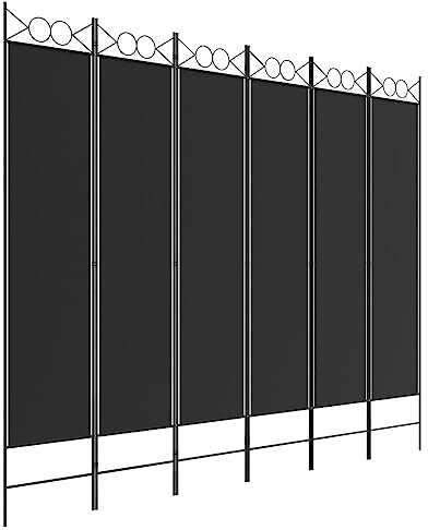 vidaXL Paravent 6-TLG. Raumtrenner Raumteiler Trennwand Umkleide Sichtschutz Spanische Wand Wohnzimmer Schlafzimmer Schwarz 240x200cm Stoff